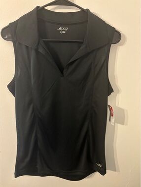 bcg Women's Sleeveless Black Polo Shirt, Size Large